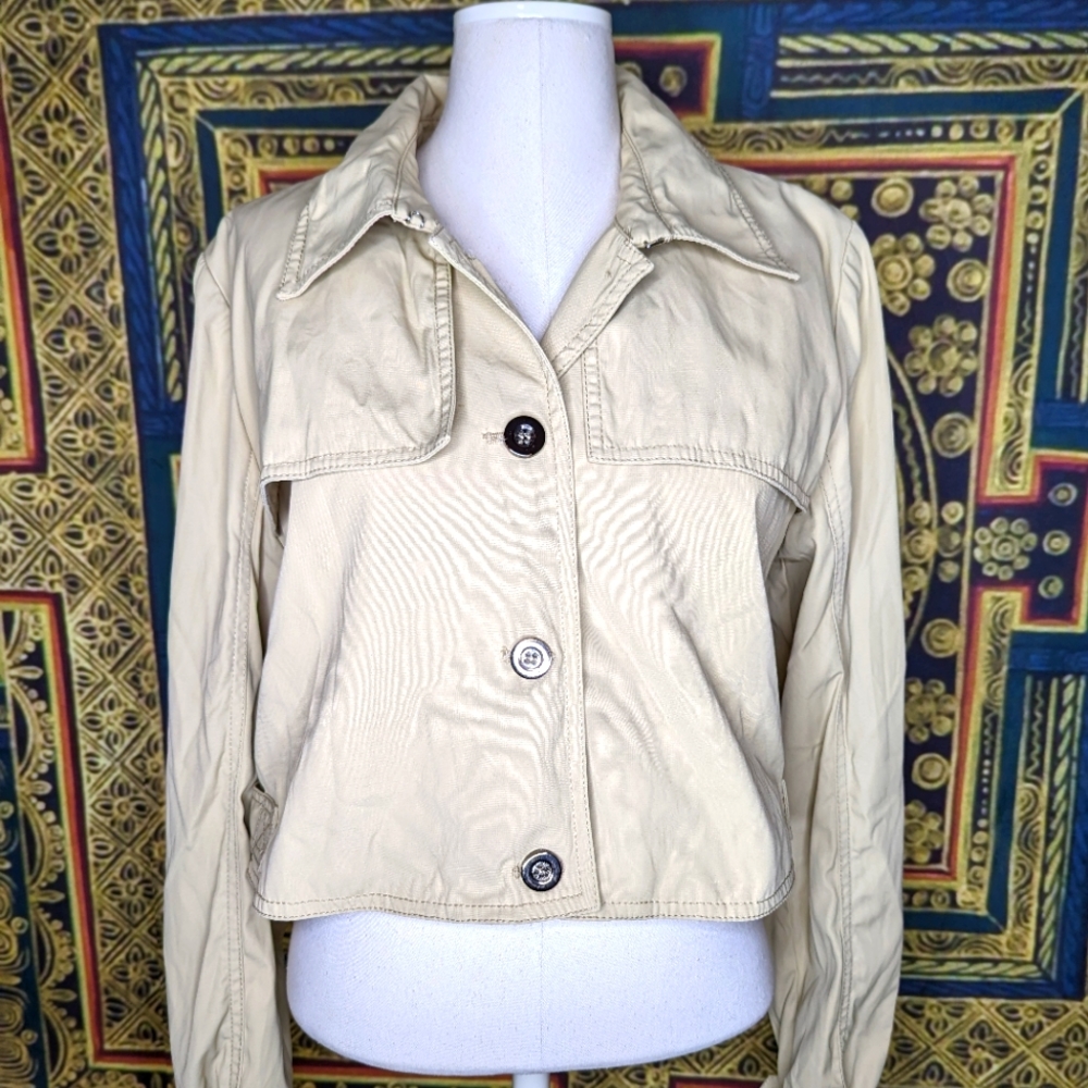 Pink Tartan Tan Button Up Water Resistant Nylon Jacket